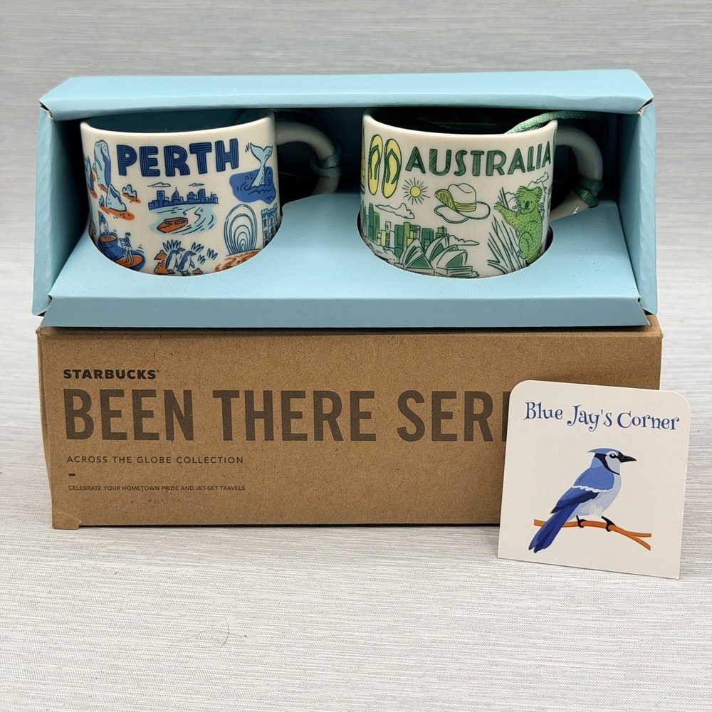 Starbucks Australia Perth Been There Mini Mugs 2oz Set 2 Ornament Gift Box - Picture 3 of 4